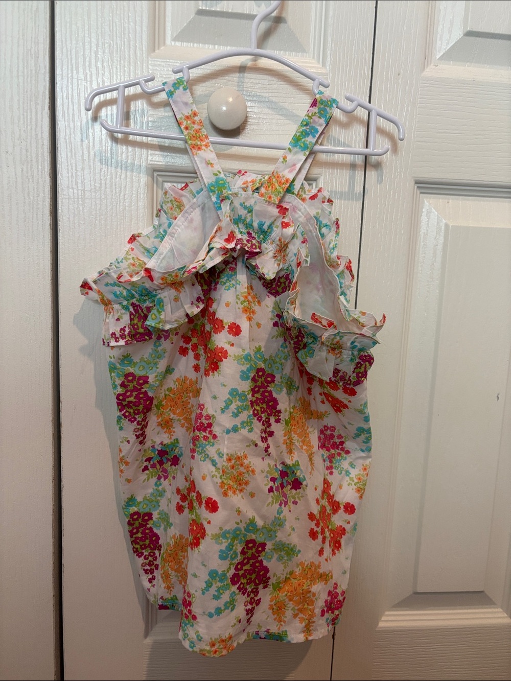 Janie and Jack White Floral Sundress with Pink, Orange, Green and Blue Flowers